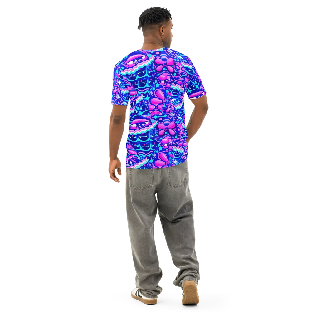 Electric Candy Riot on Men's Cotton Crew Neck T-Shirt — Back