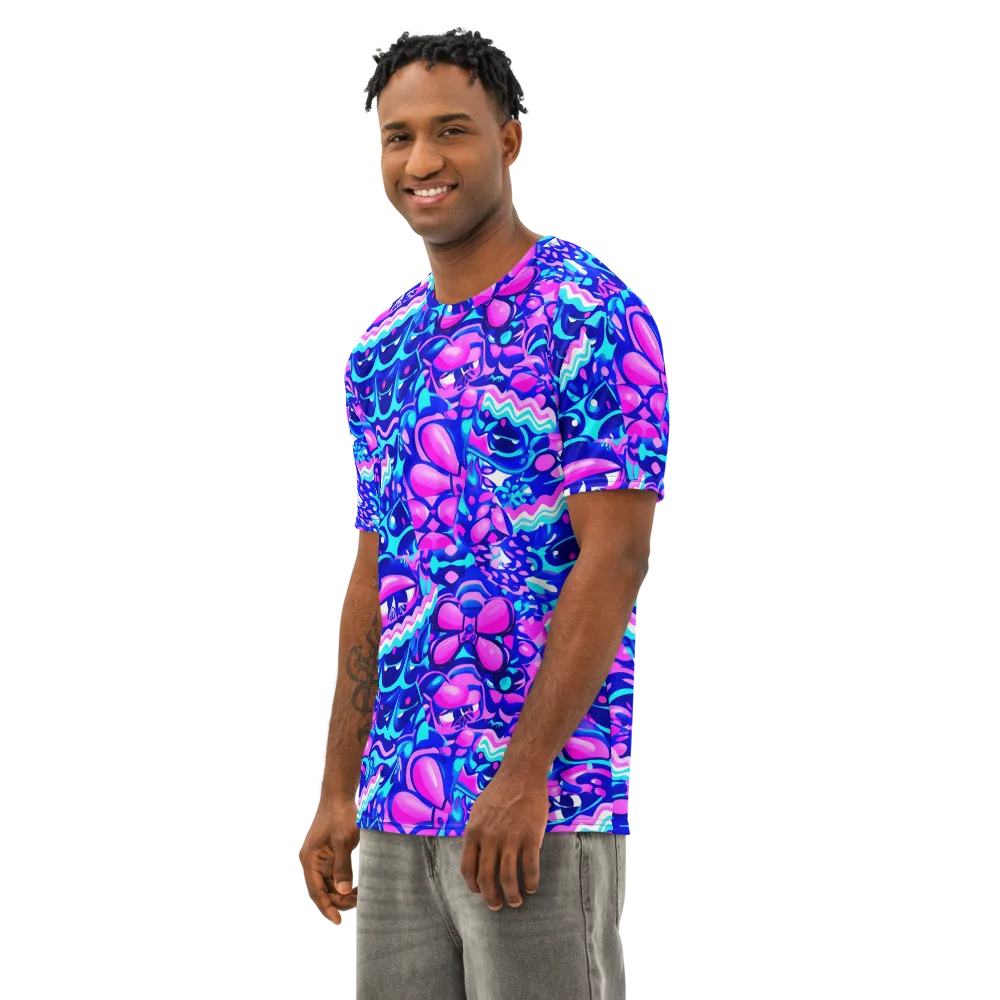Electric Candy Riot on Men's Cotton Crew Neck T-Shirt — Left Front
