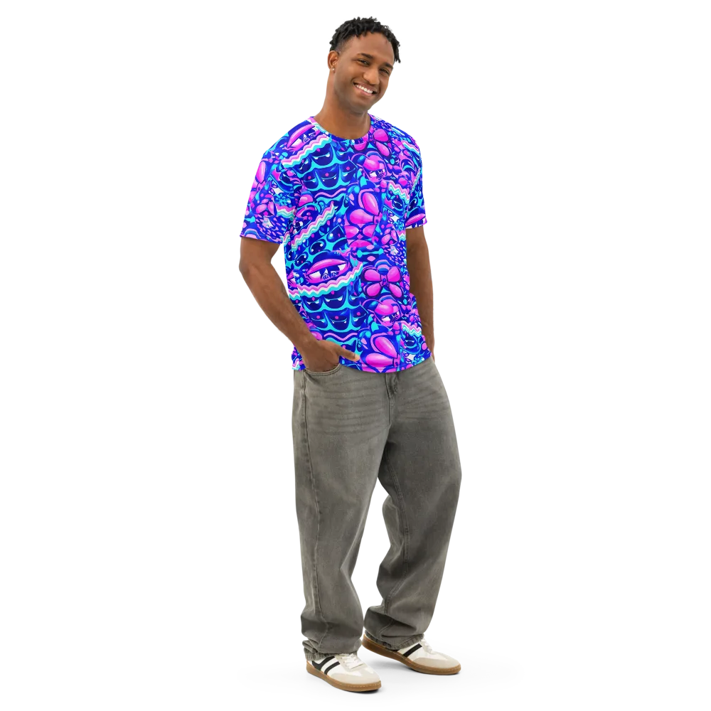 Electric Candy Riot on Men's Cotton Crew Neck T-Shirt — Right Front