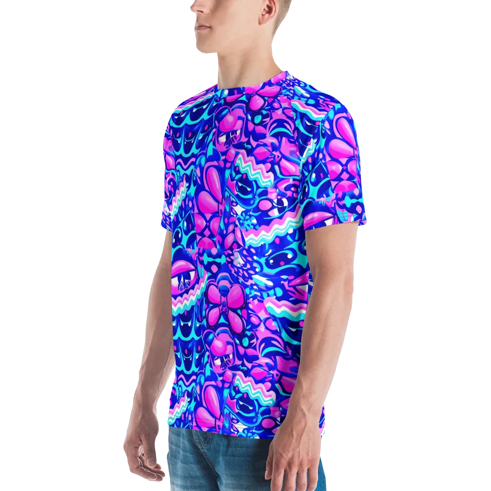 Electric Candy Riot on Men's Crew Neck T-Shirt — Left