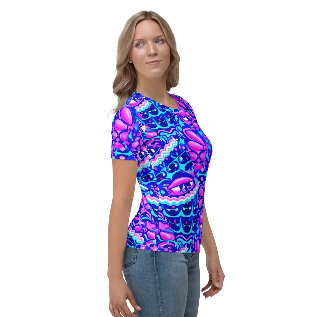 Electric Candy Riot on Women's Crew Neck T-Shirt — Right