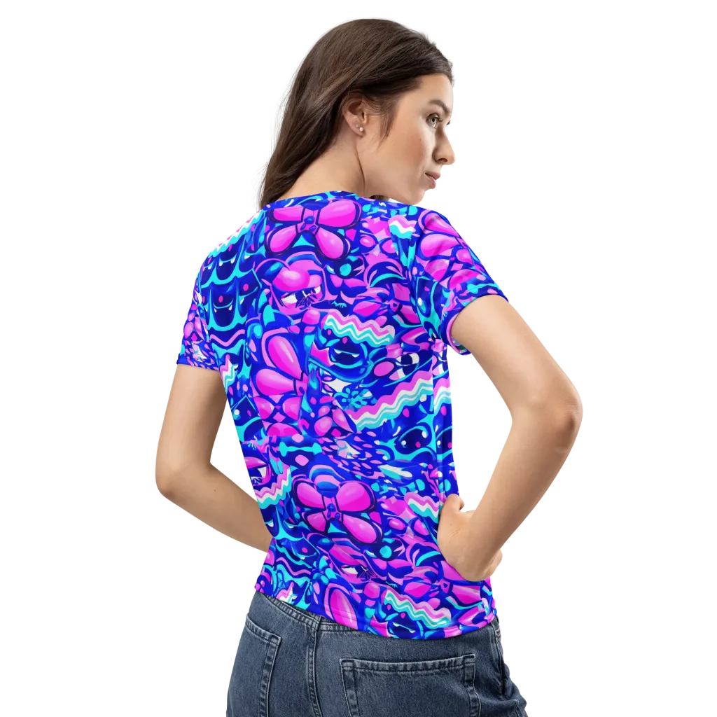 Electric Candy Riot on Women's Crew Neck T-Shirt — Back