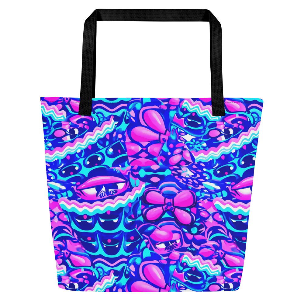 Electric Candy Riot on Large Tote Bag W/ Pocket — Front