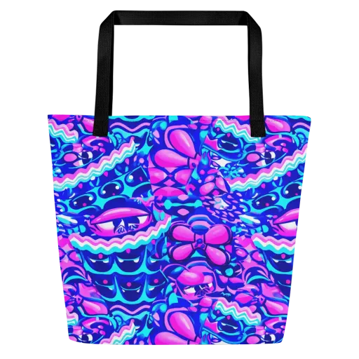 Electric Candy Riot on a Large Tote Bag W/ Pocket