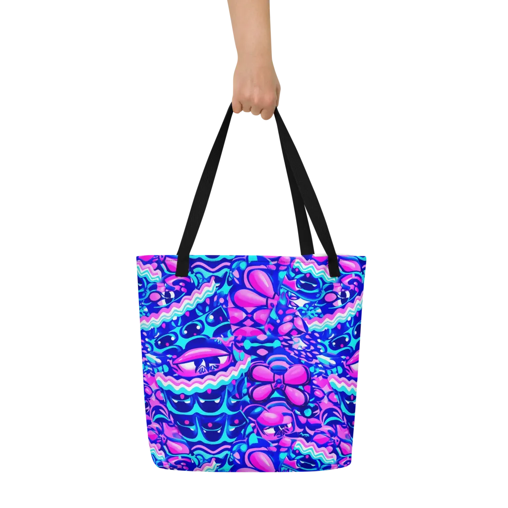 Electric Candy Riot on Large Tote Bag W/ Pocket — Front