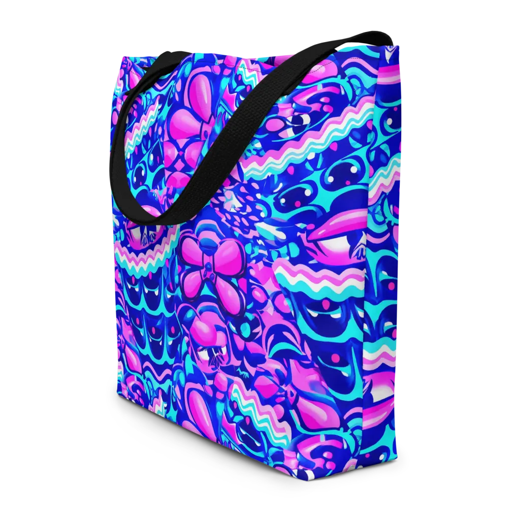 Electric Candy Riot on Large Tote Bag W/ Pocket — Front
