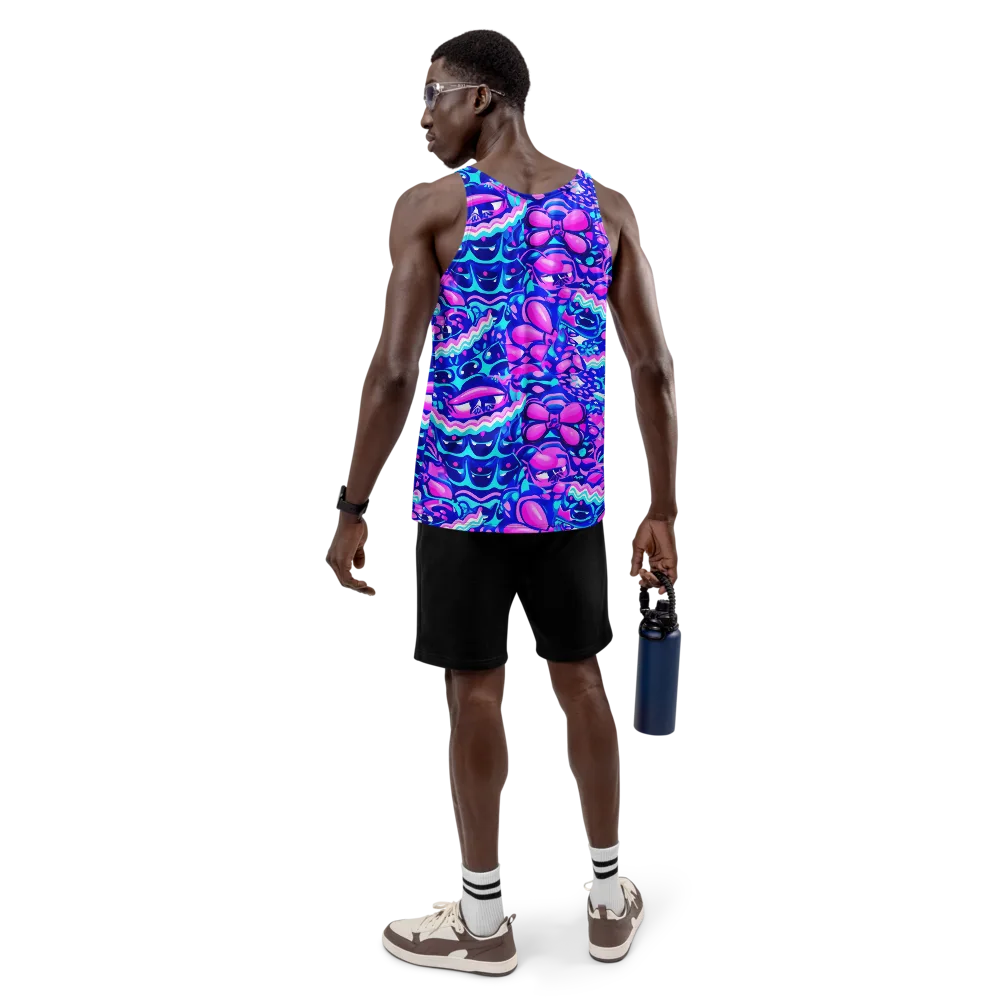 Electric Candy Riot on Men's Tank Top — Back