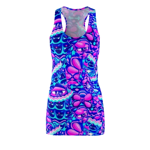 Electric Candy Riot on a Racerback Dress