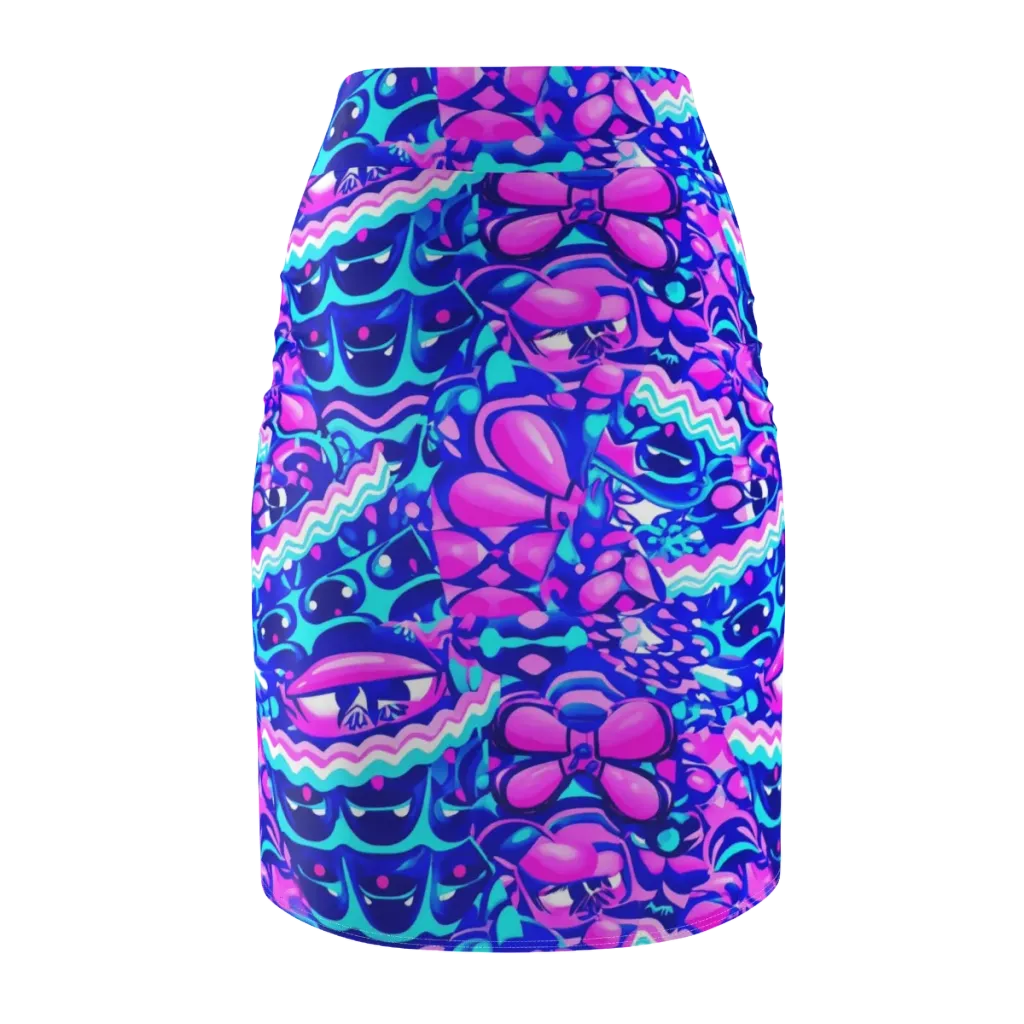 Electric Candy Riot on Pencil Skirt — Back