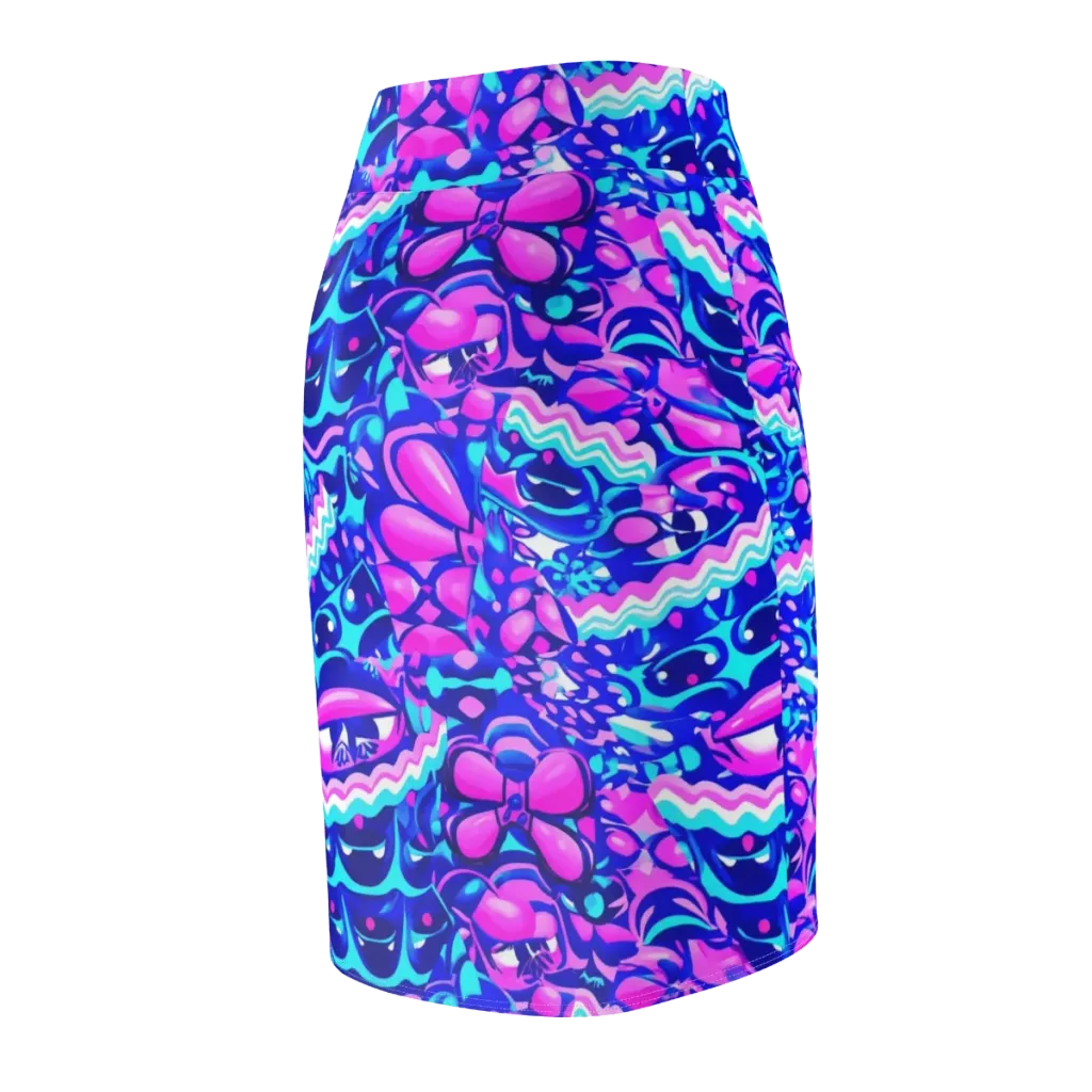 Electric Candy Riot on Pencil Skirt — Back Side