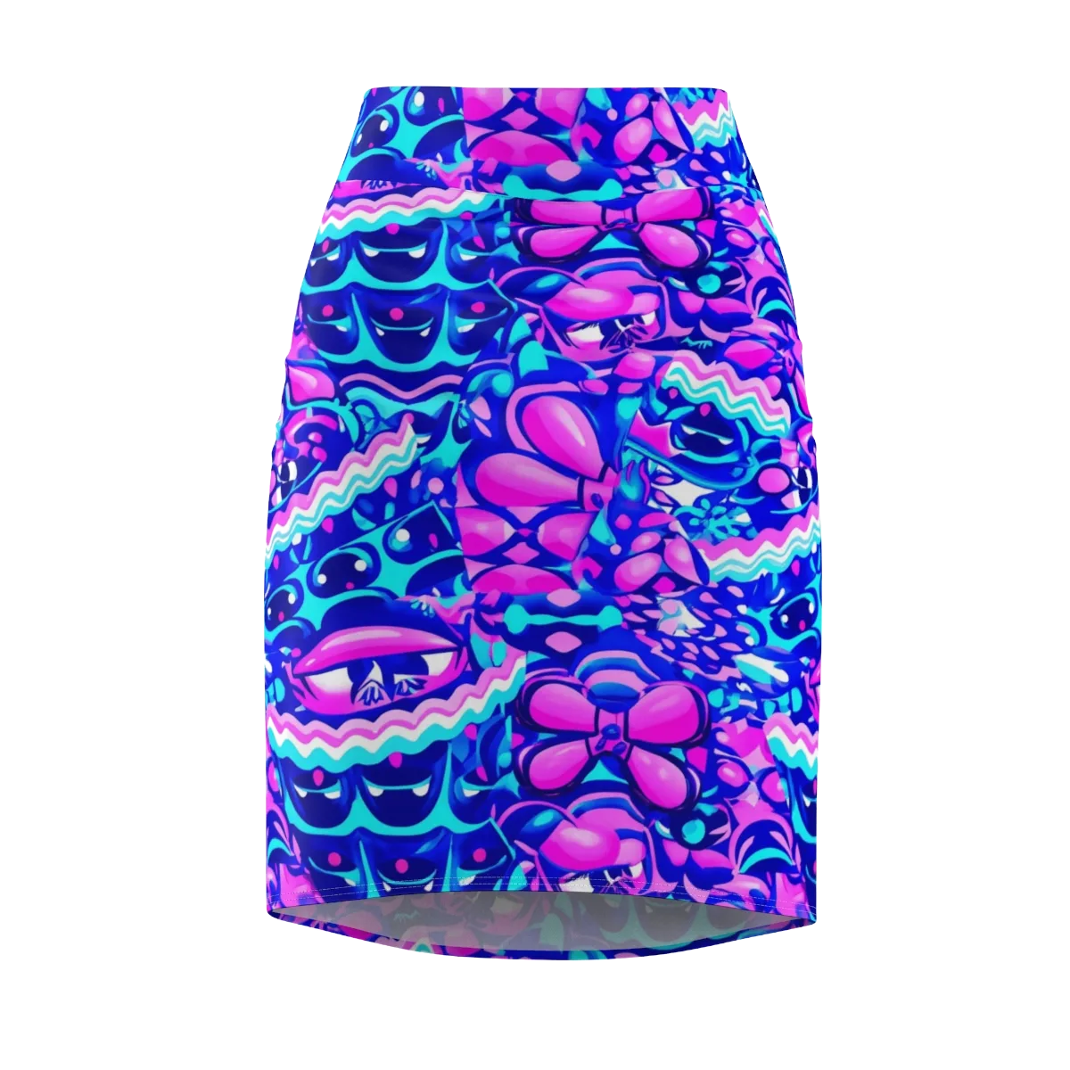 Electric Candy Riot on Pencil Skirt — Front