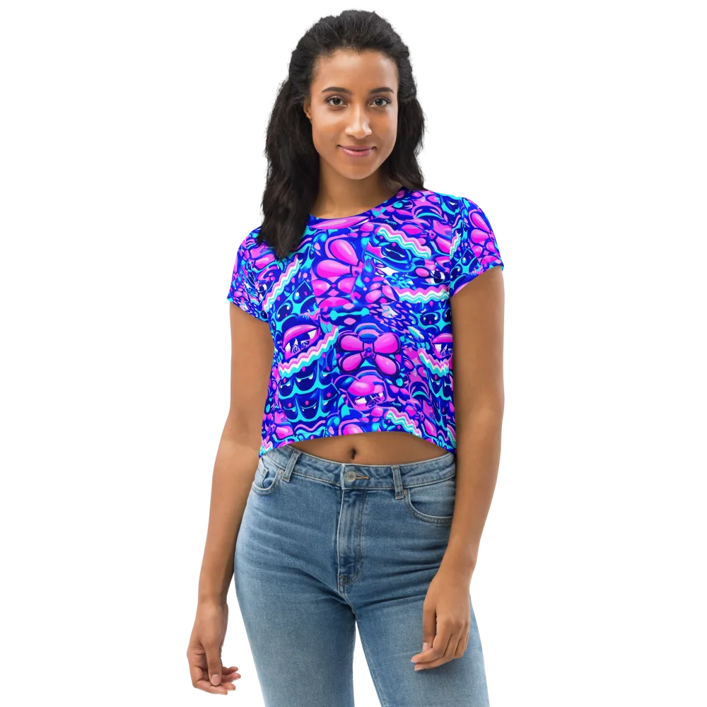 Electric Candy Riot on Crop Tee — Front