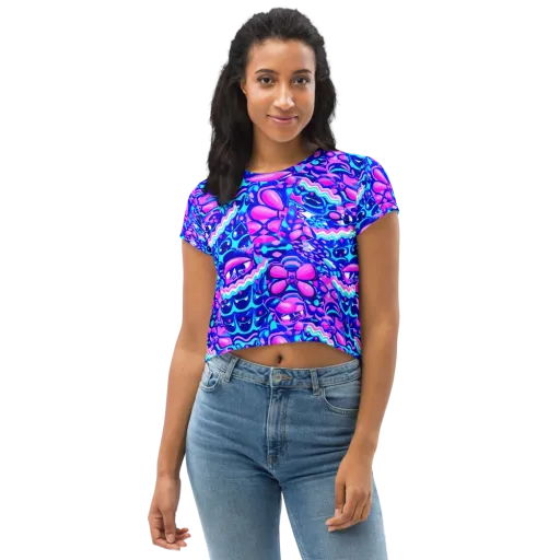 Electric Candy Riot on a Crop Tee