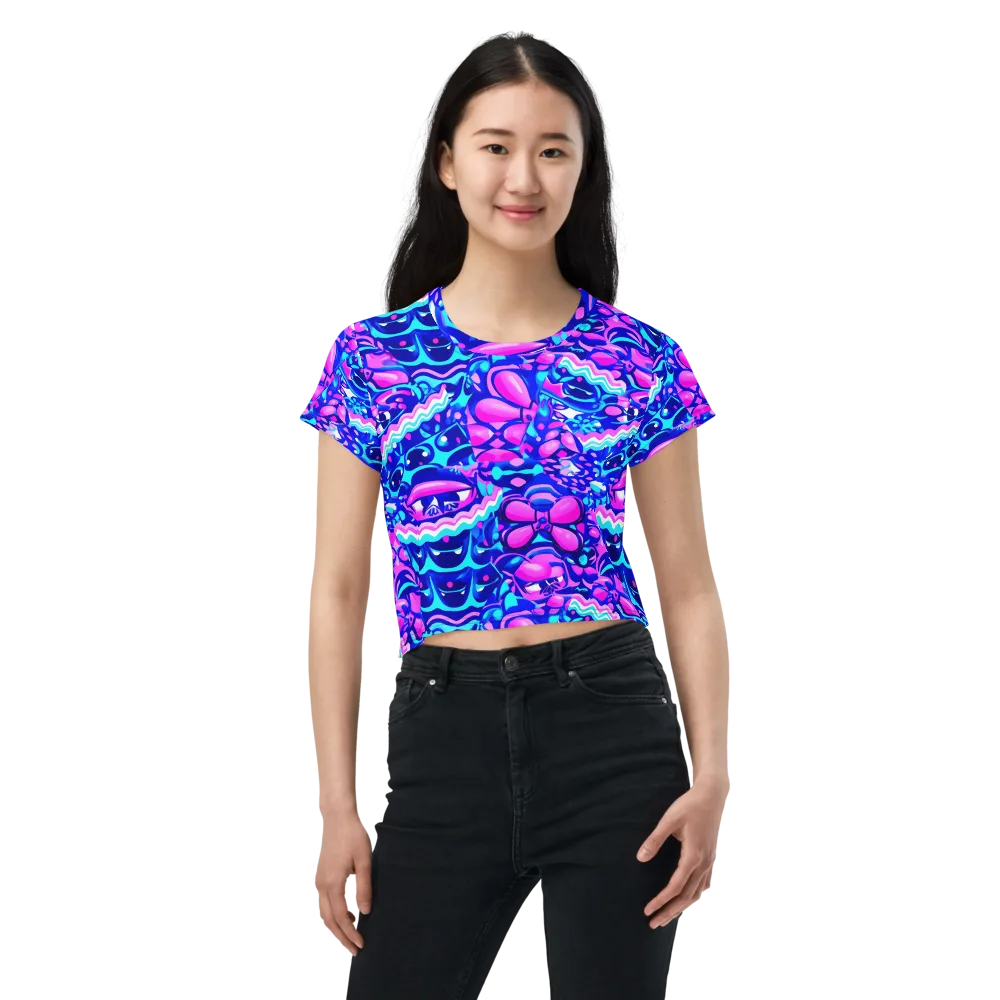 Electric Candy Riot on Crop Tee — Front
