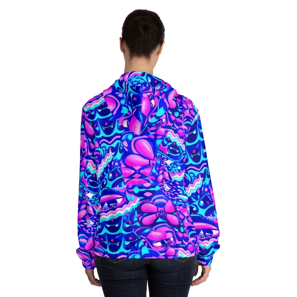 Electric Candy Riot on Women's Full-Zip Hoodie — Back On Person