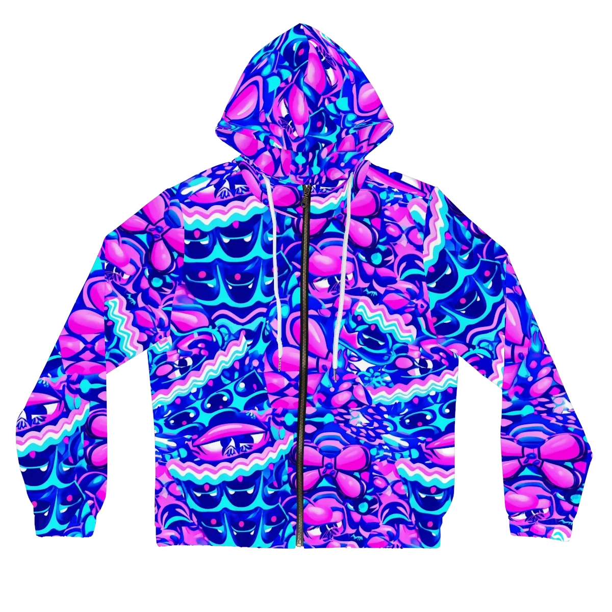 Electric Candy Riot on Women's Full-Zip Hoodie — Front