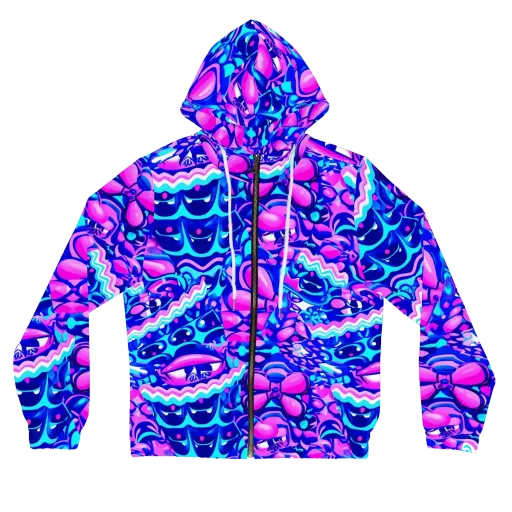Electric Candy Riot on a Women's Full-Zip Hoodie