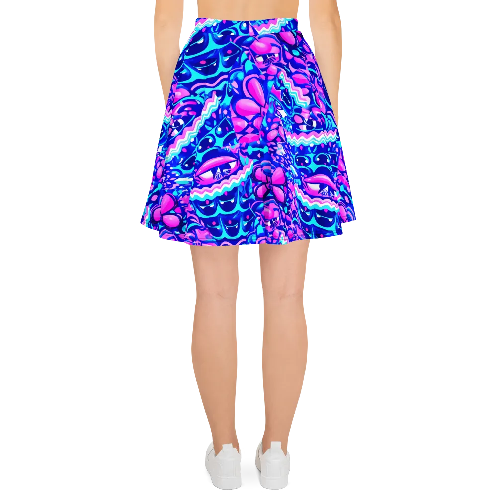 Electric Candy Riot on Skater Skirt — Back