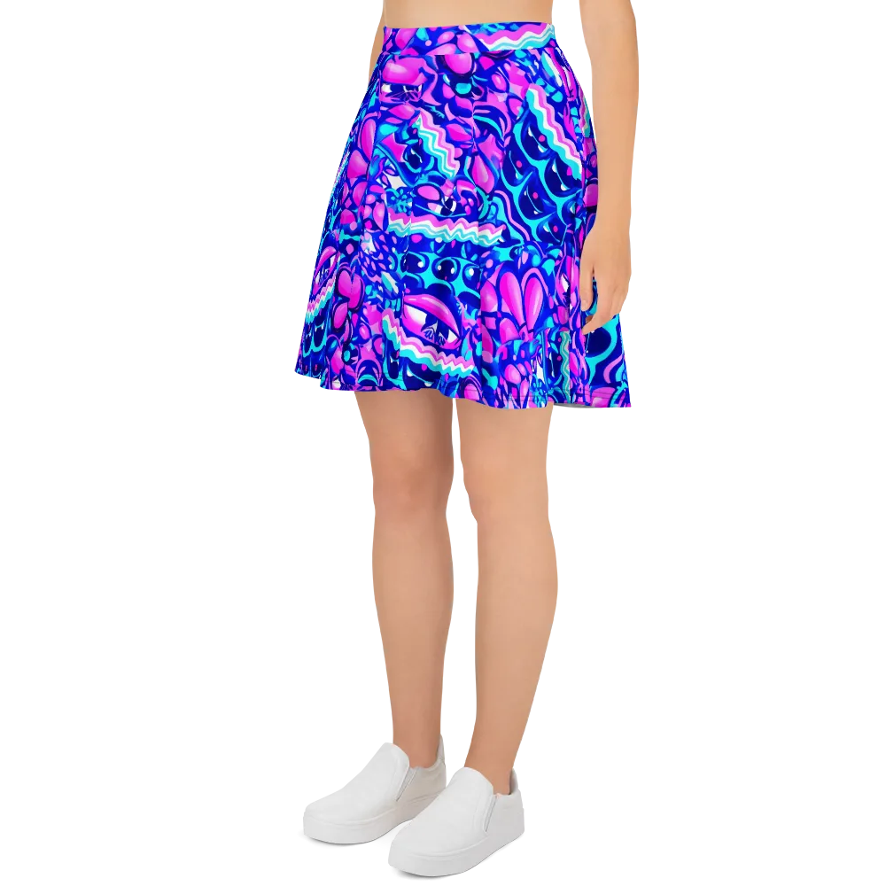 Electric Candy Riot on Skater Skirt — Left
