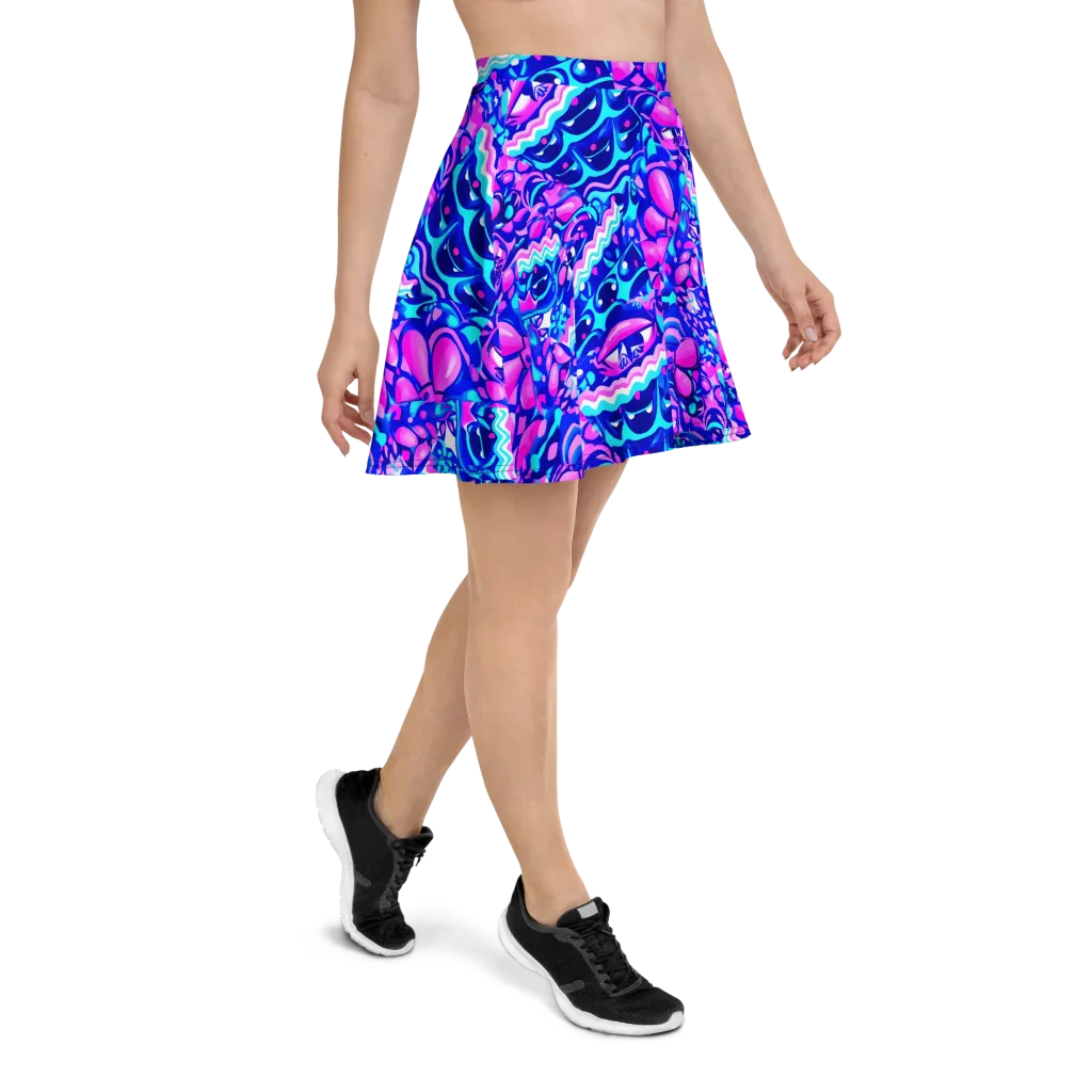 Electric Candy Riot on Skater Skirt — Right