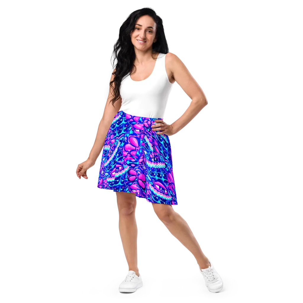 Electric Candy Riot on Skater Skirt — Front