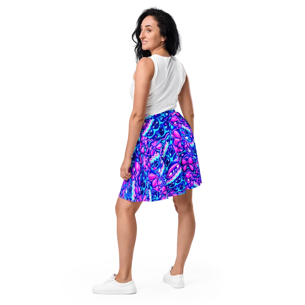 Electric Candy Riot on Skater Skirt — Back