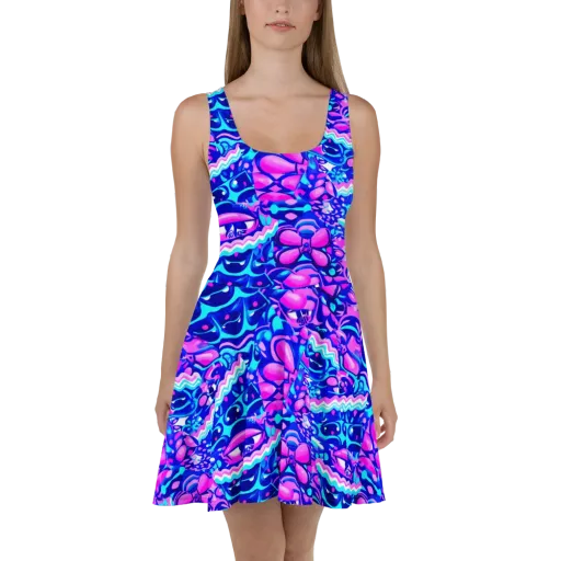 Electric Candy Riot on a Skater Dress