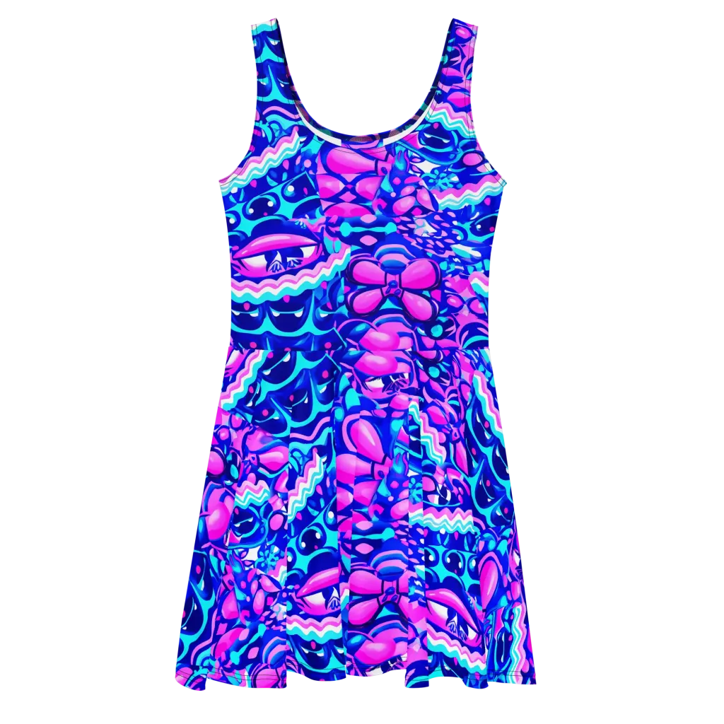 Electric Candy Riot on Skater Dress — Front