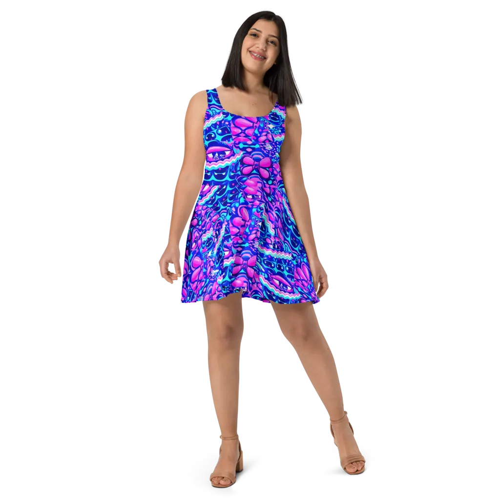 Electric Candy Riot on Skater Dress — Front