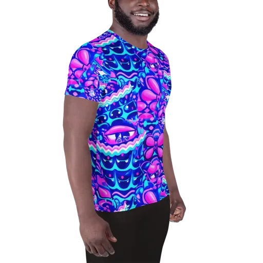 Electric Candy Riot on a Men's Athletic T-Shirt