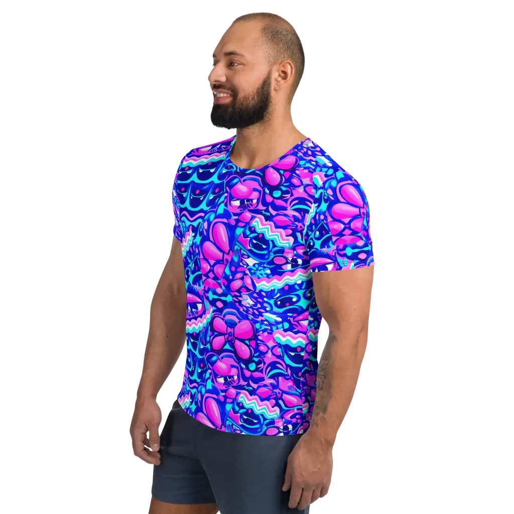 Electric Candy Riot on Men's Athletic T-Shirt — Left