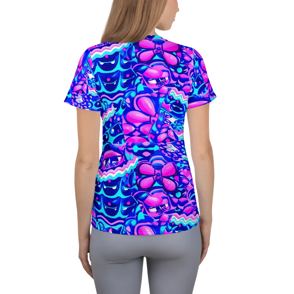 Electric Candy Riot on Women's Athletic T-Shirt — Back
