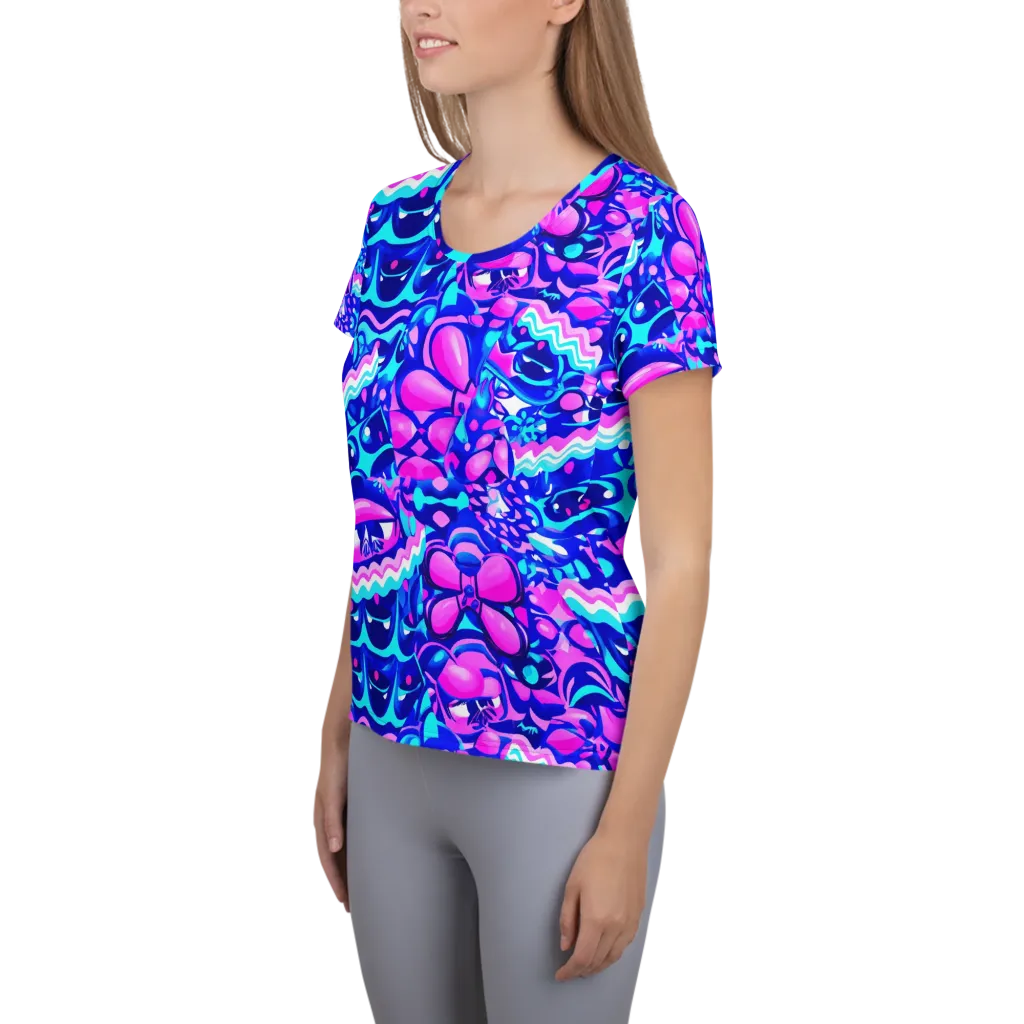 Electric Candy Riot on Women's Athletic T-Shirt — Left