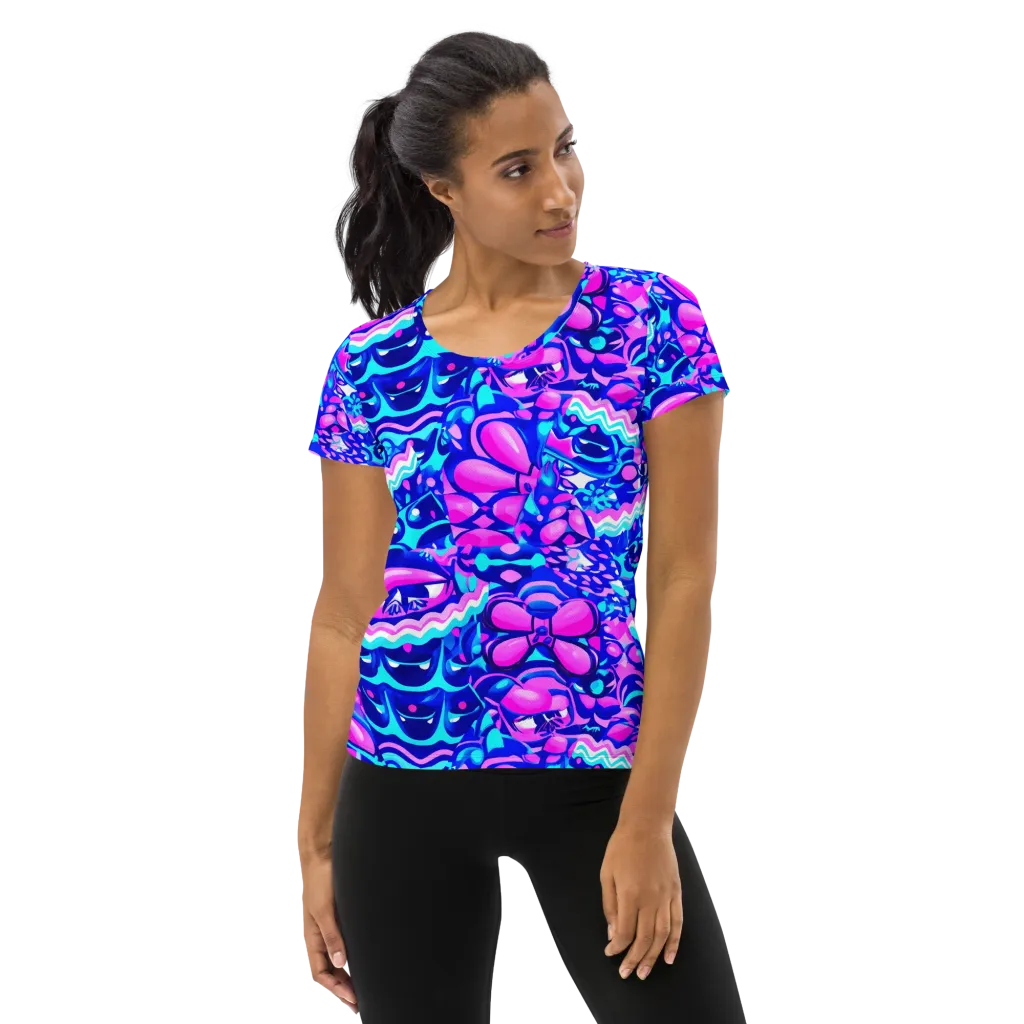 Electric Candy Riot on Women's Athletic T-Shirt — Front