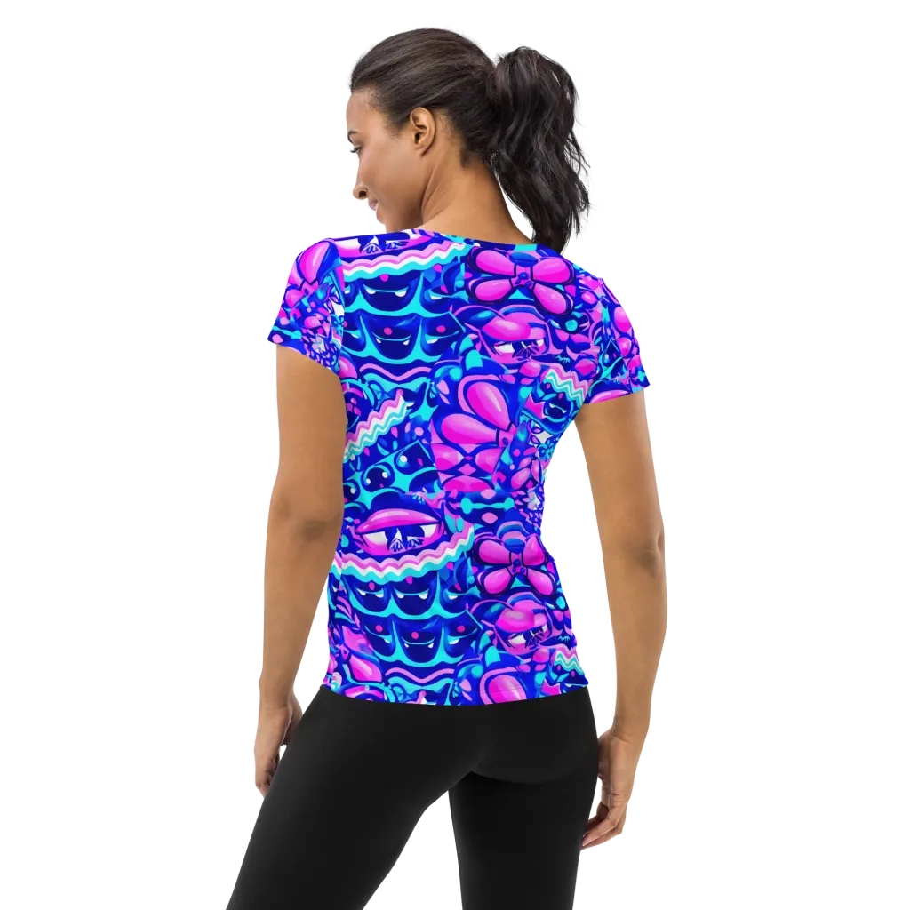 Electric Candy Riot on Women's Athletic T-Shirt — Back