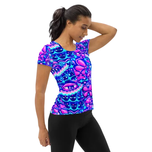 Electric Candy Riot on a Women's Athletic T-Shirt
