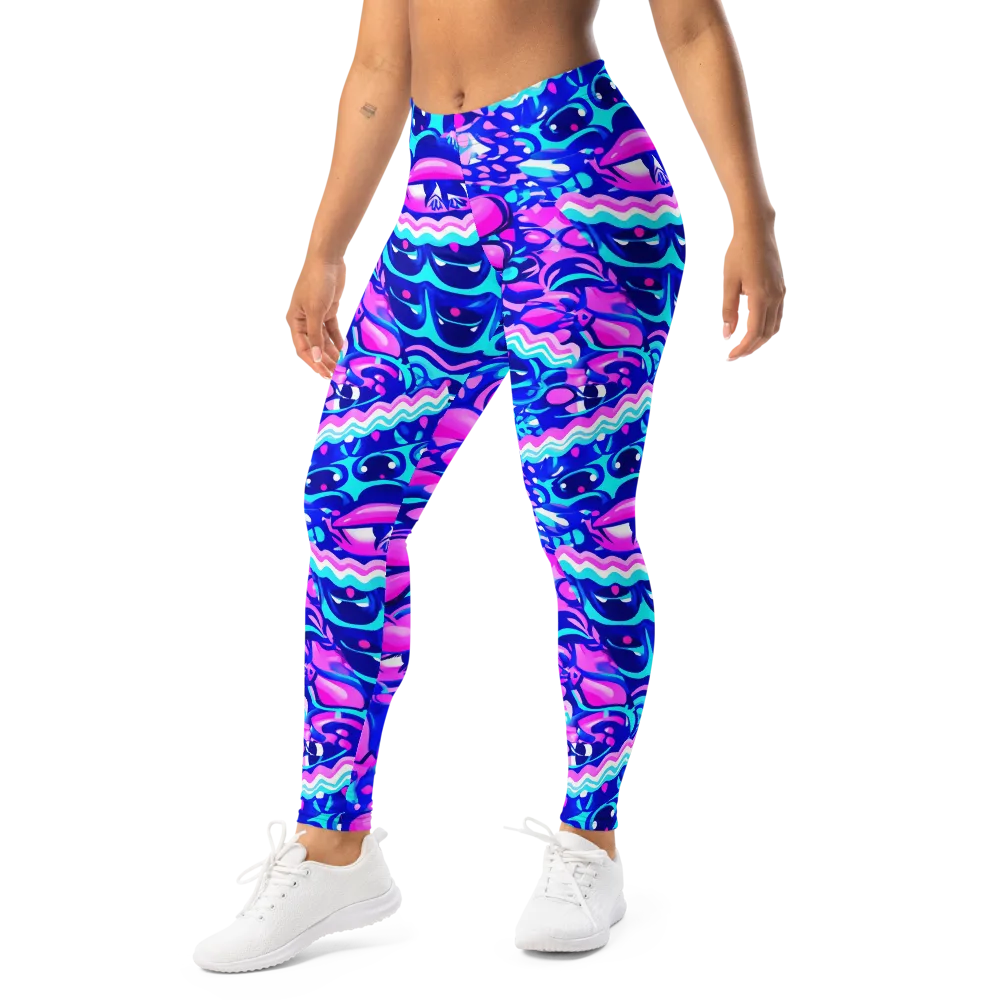 Electric Candy Riot on Leggings — Left Front