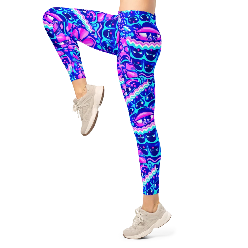 Electric Candy Riot on Leggings — Left