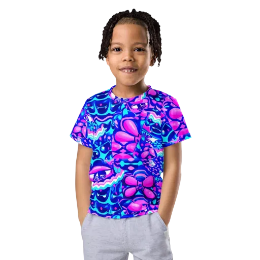 Electric Candy Riot on a Kids Crew Neck T-Shirt