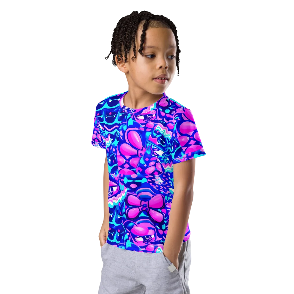 Electric Candy Riot on Kids Crew Neck T-Shirt — Left Front