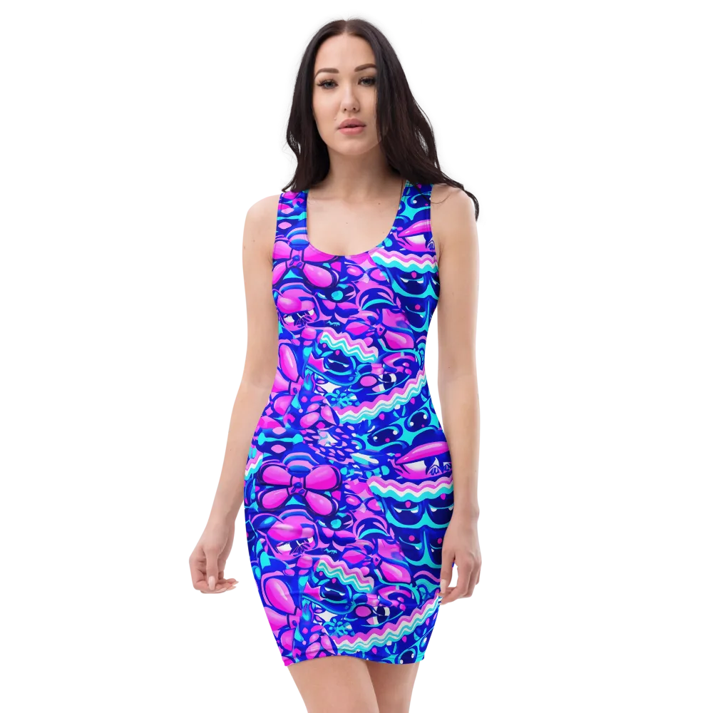 Electric Candy Riot on Bodycon Dress — Front