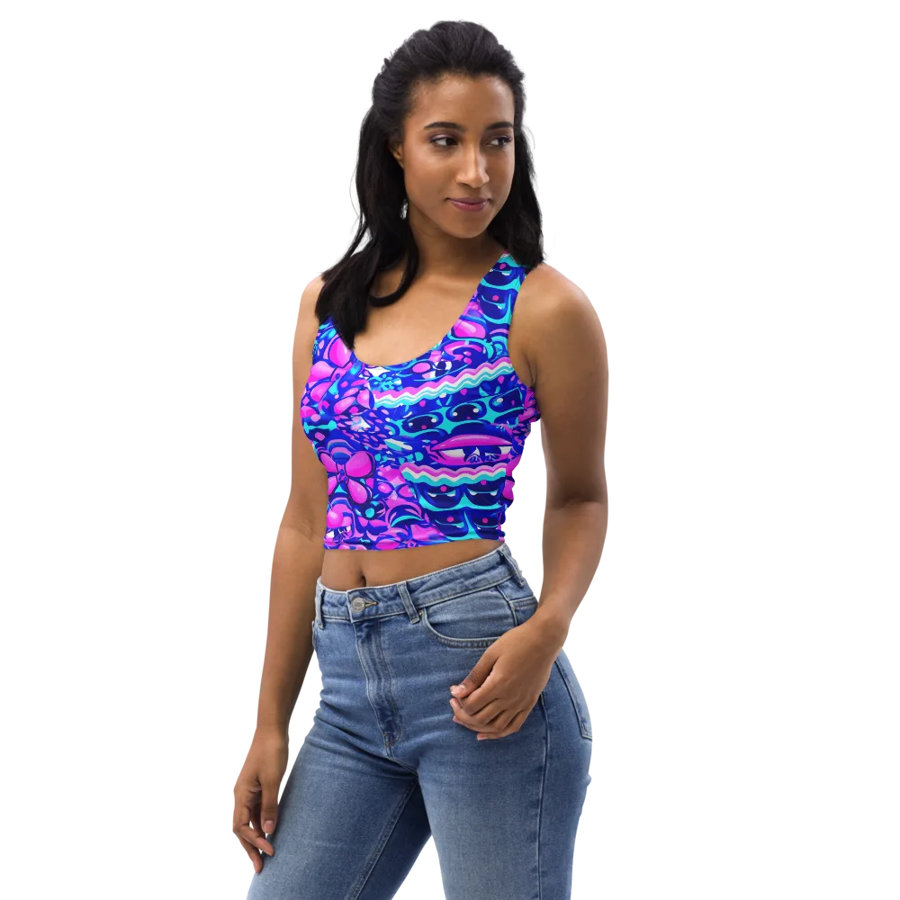 Electric Candy Riot on Crop Top — Left Front