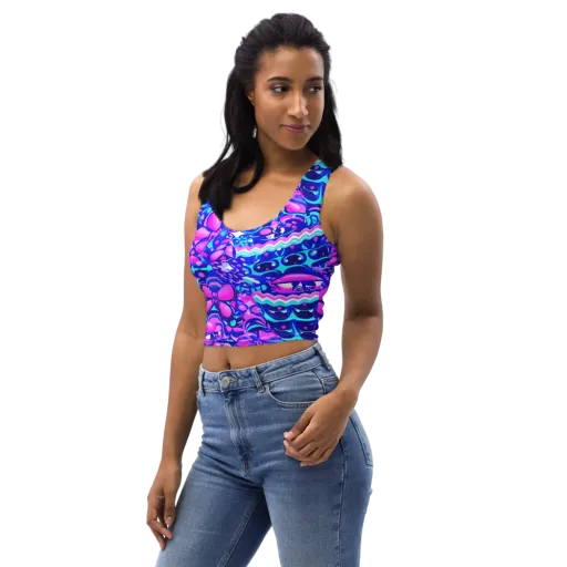 Electric Candy Riot on a Crop Top