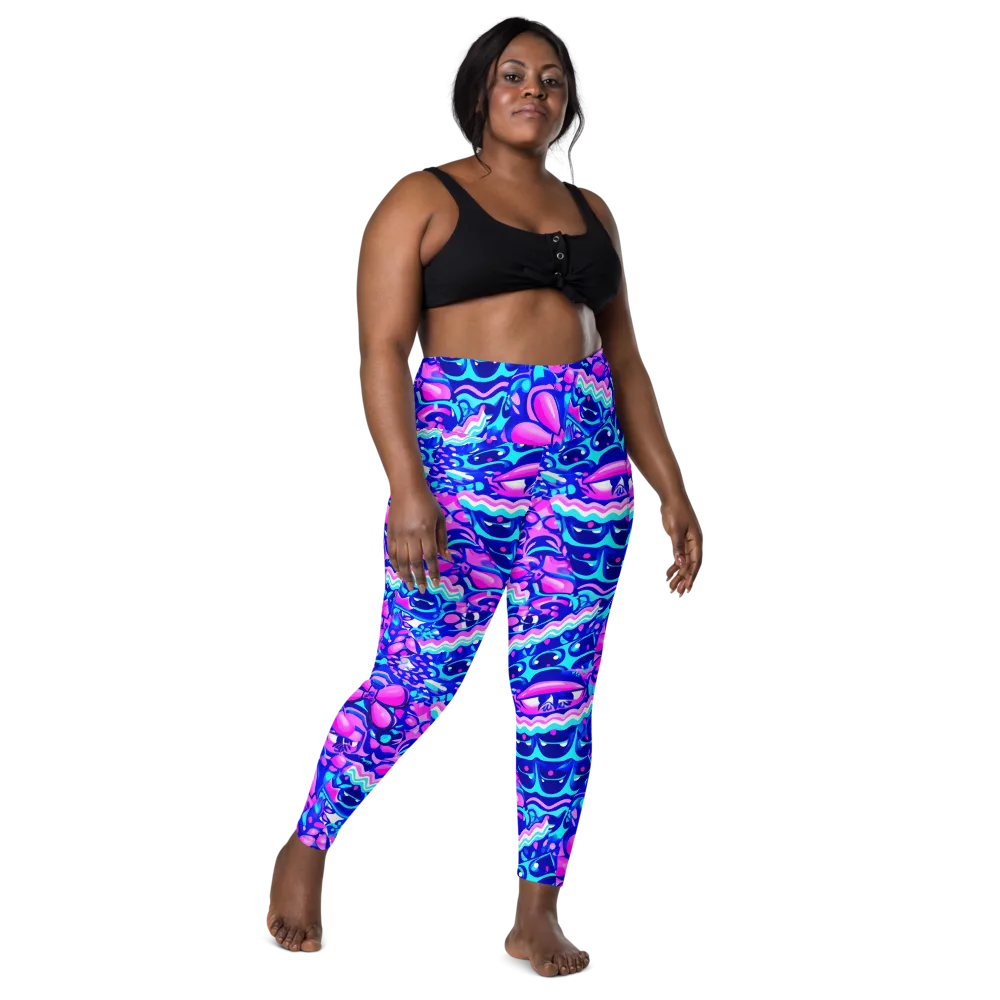 Electric Candy Riot on Leggings with Pockets — Front