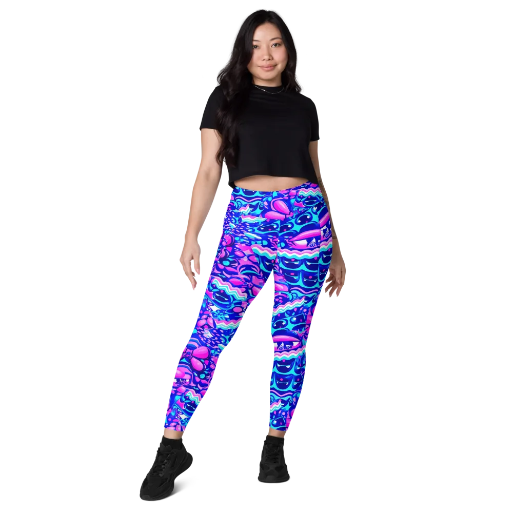 Electric Candy Riot on Leggings with Pockets — Front