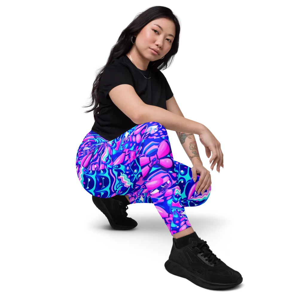 Electric Candy Riot on Leggings with Pockets — Right Front