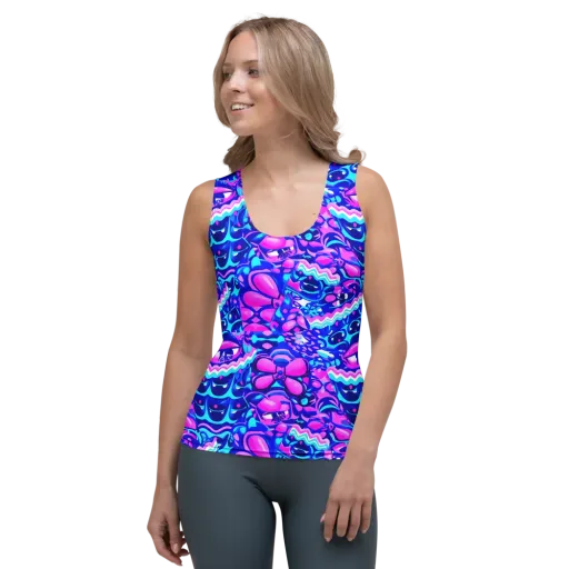 Electric Candy Riot on a Women's Tank Top