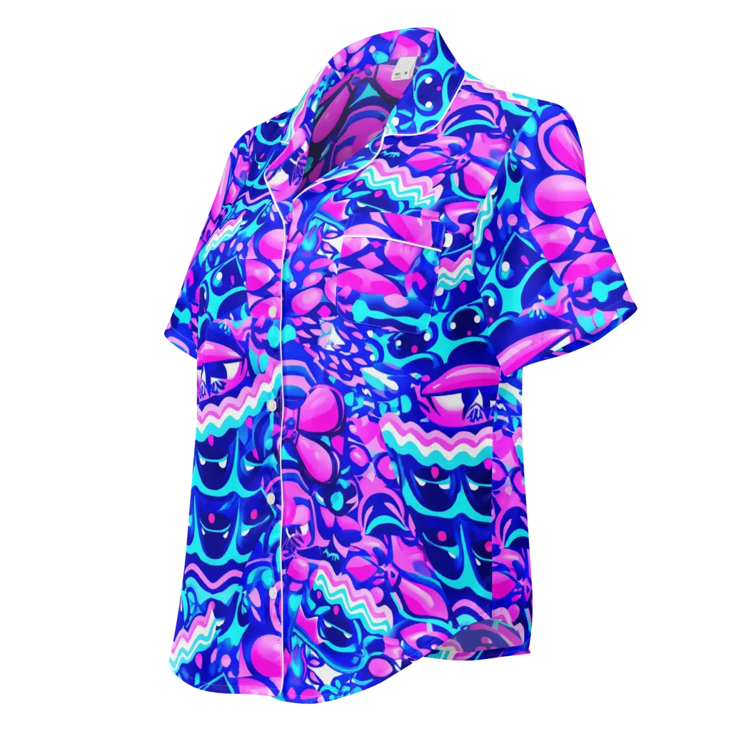 Electric Candy Riot on Women's Short Sleeve Pajama Top — Left Front