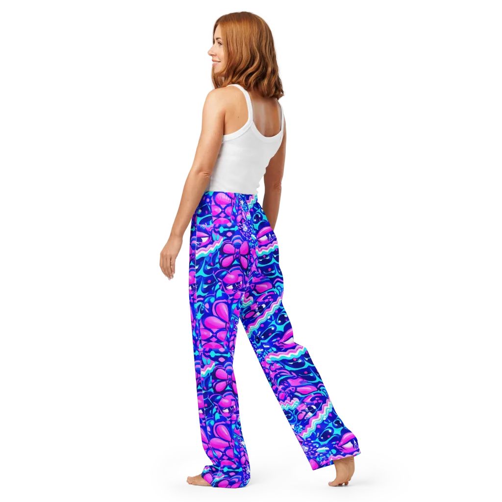 Electric Candy Riot on Women's Pajama Pants — Back