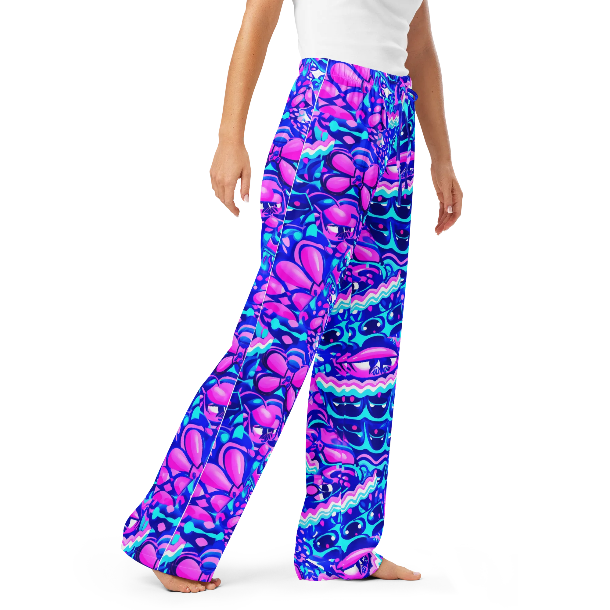 Electric Candy Riot on Women's Pajama Pants — Right Front